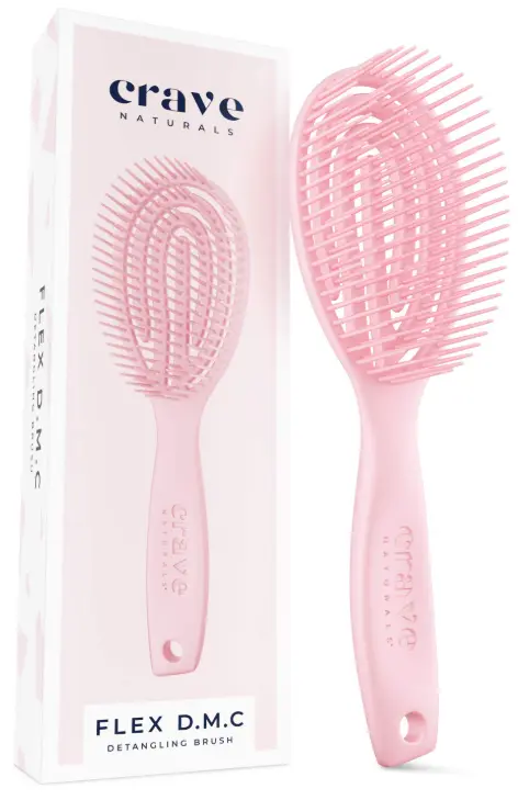 Crave Naturals FLEX DMC Round Detangling Brush, Flexible Design for Natural Textured, Curly & Thick Hair